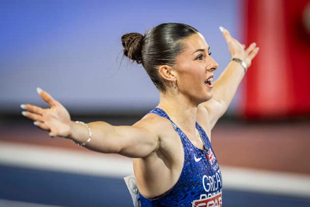 RECORD DATE NOT STATED 13th August 2026; Alexander Stadium, Birmingham, Midlands, England; 2026 European Athletics Championships, Day Four; Amy Hunt (GBR) celebrates winning the womens 200m GodfreyxPitt