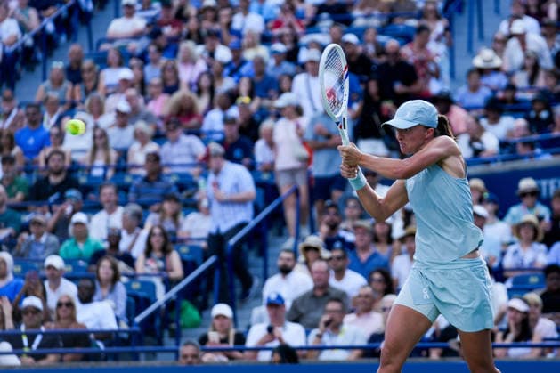 National Bank Open 2026 - Women s Singles Final TORONTO, CANADA - AUGUST 13 : Iga Swiatek of Poland in action against Elena Rybakina of Kazakhstan in final round match during day 13 of WTA, Tennis Damen 1000 National Bank Open in Toronto, Ontario, Canada on August 13, 2026. Mert Alper Dervis Anadolu Ontario Canada. Editorial use only. Please get in touch for any other usage.  Copyright: x2026xAnadoluxMertxAlperxDervisx