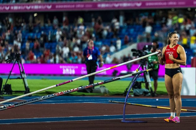 European Athletics Championships; Birmingham, 13.08.2026 BIRMINGHAM, UNITED KINGDOM - AUGUST 13: The moment Angelica Moser (Switzerland) realises that she is the winner in the womens pole vault at the European Athletics Championships; Birmingham on August 13, 2026 in Birmingham, United Kingdom. *** European Athletics Championships, Birmingham, August 13, 2026 BIRMINGHAM, UNITED KINGDOM AUGUST 13 The moment Angelica Moser of Switzerland realizes she has won the women’s pole vault at the European Athletics Championships in Birmingham on August 13, 2026, in Birmingham, United Kingdom Copyright: xBEAUTIFULxSPORTS UlfxSchillerx