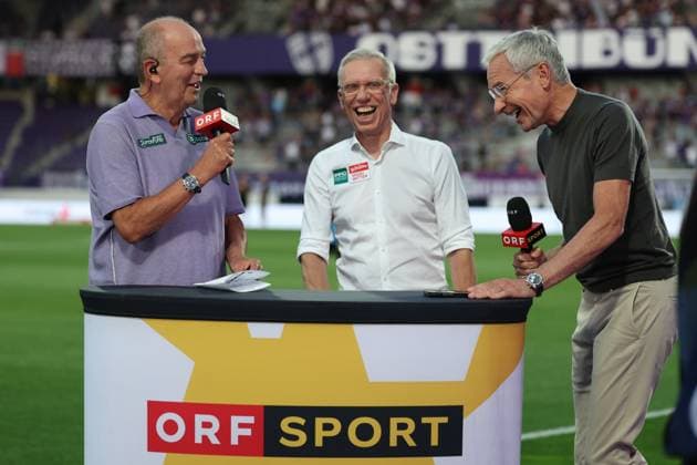 13.August.2026 - SOCCER - 2026 27 UEFA Conference League, Third Qualifying Round, 2nd Leg, FK Austria Wien vs Beitar Jerusalem Herbert Prohaska and Peter Stöger and Rainer Pariasek analyze the match between FK Austria Wien and Beitar Jerusalem. Vienna Franz-Horr-Stadion (Generali-Arena) Vienna Austria Copyright: xYigitxOermex xPsxImagesxYigitxOermex xPsxImagesx