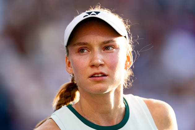TORONTO, ON - AUGUST 13: Elena Rybakina of Kazakhstan reacts during the Final match of the WTA, Tennis Damen National Bank Open tournament on August 13, 2026 at Sobeys Stadium in Toronto, ON, Canada (Photo by Julian Avram Icon Sportswire) TENNIS: AUG 13 National Bank Open EDITORIAL USE ONLY Icon2608130096