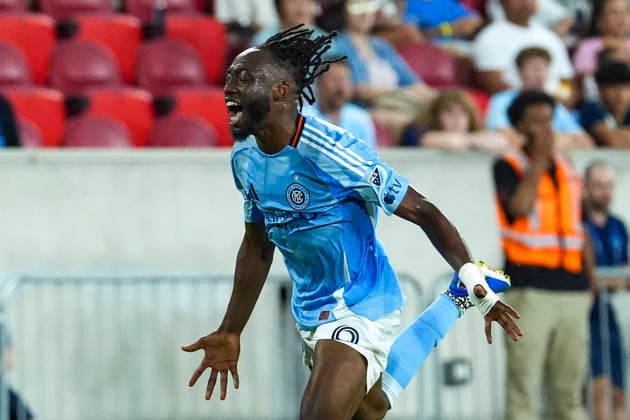 Bénie Traoré of NYC celebrates a goal in a Leagues Cup match between NYC FC and Necaxa at Red Bull Arena in New Jersey, United States, 13 August 2026. Leagues Cup: NYC FC - Necaxa !ACHTUNG: NUR REDAKTIONELLE NUTZUNG!  Copyright: xÁngelxColmenaresx AMDEP793 20260814-55021140417_1