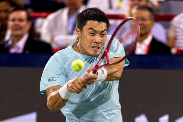 August 13, 2026, Montreal, Quebec, Canada: BRANDON NAKASHIMA (28) from USA backhand in match against Ben Shelton (5) from USA in final at Canadian Open at IGA stadium in Montreal, Quebec, Canada on 2026-08-13 TENNIS: Canadian Open Montreal 2026  - ZUMAl189 20260813_zsp_l189_012 Copyright: xYannickxLegarex