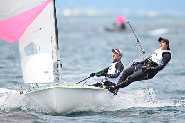 Navee Thamsoontorn & Nichapa Waiwai (THA), AUGUST 13, 2026 - Sailing : 2026 470 Class World Championship, WM, Weltmeisterschaft Mixed 470 Series at Enoshima Yacht Harbour in Kanagawa, Japan. Noxthirdxpartyxsales  aflo_340818347 KyoxKikuchix