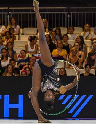 August 13, 2026, Frankfurt, Hesse, Germany: Ivory Coast gymnast ANAIS OSSONON competes in the 42nd Rhythmic gymnastics, Rhythmische Sportgymnastik, RSG World Championships qualifiers in the Festhalle in Frankfurt, Hesse, Germany on Thursday, August 13, 2026. 2026 Rhythmic Gymnastics World Championships Qualifying  - ZUMAd168 20260813_zsp_d168_205 Copyright: xKaixDambachx