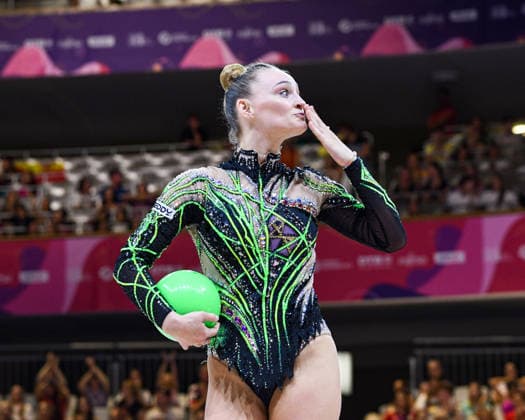 August 13, 2026, Frankfurt, Hesse, Germany: Italian gymnast TARA DRAGAS competes in the 42nd Rhythmic gymnastics, Rhythmische Sportgymnastik, RSG World Championships qualifiers in the Festhalle in Frankfurt, Hesse, Germany on Thursday, August 13, 2026. 2026 Rhythmic Gymnastics World Championships Qualifying  - ZUMAd168 20260813_zsp_d168_209 Copyright: xKaixDambachx