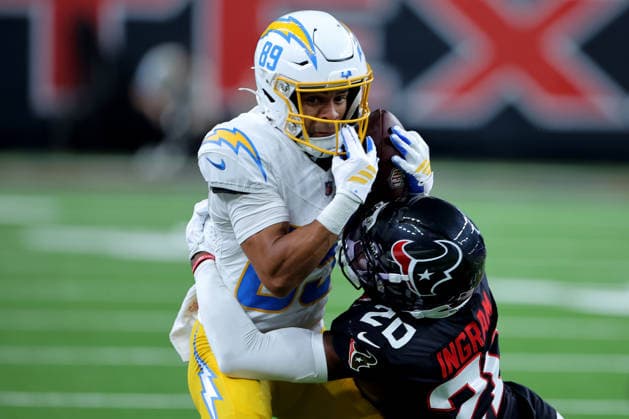 August 13, 2026, Houston, Texas, U.S: Los Angeles Chargers wide receiver Brenen Thompson (89) is tackled by Houston Texans cornerback Ja marcus Ingram (20) after a catch during the second quarter at Reliant Stadium in Houston, TX on August 13, 2026. NFL, American Football Herren, USA 2026 - Los Angeles Chargers Vs Houston Texans  - ZUMAw137 20260813_aap_w137_017 Copyright: xErikxWilliamsx