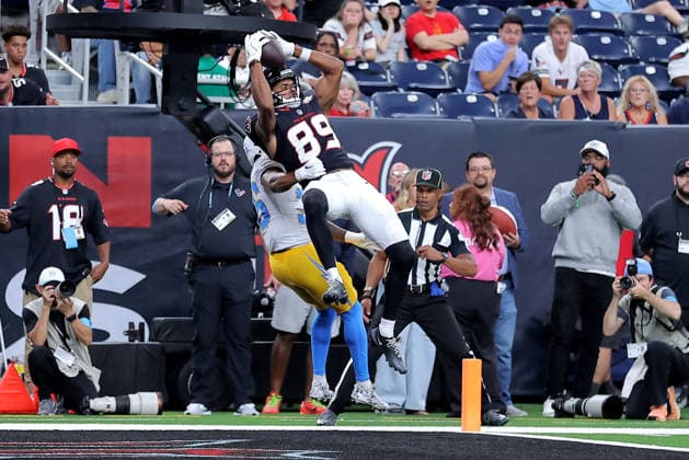 August 13, 2026, Houston, Texas, U.S: Houston Texans wide receiver Jared Wayne (89) catches a pass for a touchdown against the Los Angeles Chargers during the first quarter at Reliant Stadium in Houston, TX on August 13, 2026. NFL, American Football Herren, USA 2026 - Los Angeles Chargers Vs Houston Texans  - ZUMAw137 20260813_aap_w137_024 Copyright: xErikxWilliamsx