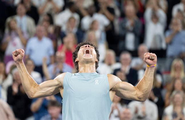 August 13, 2026, Montreal, Pq, Canada: Ben Shelton of the United States celebrates his win over compatriot Brandon Nakashima during final tennis action at the National Bank Open in Montreal on Thursday, Aug. 13, 2026. Canada News - August 13, 2026  - ZUMAc35_ 20260813_zaf_c35_139 Copyright: xChristinnexMuschix