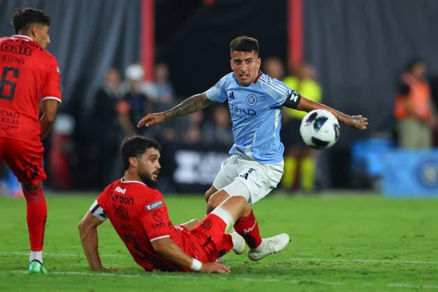 HARRISON, NJ - AUGUST 13: Nicolas Fernandez 7 of the New York City Football Club during the first half of the Leagues Cup match against Necaxaon August 13, 2026 at Sports Illustrated Stadium in Harrison, New Jersey. (Photo by Rich Graessle Icon Sportswire) SOCCER: AUG 14 Leagues Cup Necaxa vs New York City EDITORIAL USE ONLY Icon26081330467