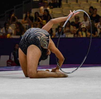 August 13, 2026, Frankfurt, Hesse, Germany: Bolivian gymnast MAYTE GUZMAN competes in the 42nd Rhythmic gymnastics, Rhythmische Sportgymnastik, RSG World Championships qualifiers in the Festhalle in Frankfurt, Hesse, Germany on Thursday, August 13, 2026. 2026 Rhythmic Gymnastics World Championships Qualifying  - ZUMAd168 20260813_zsp_d168_273 Copyright: xKaixDambachx