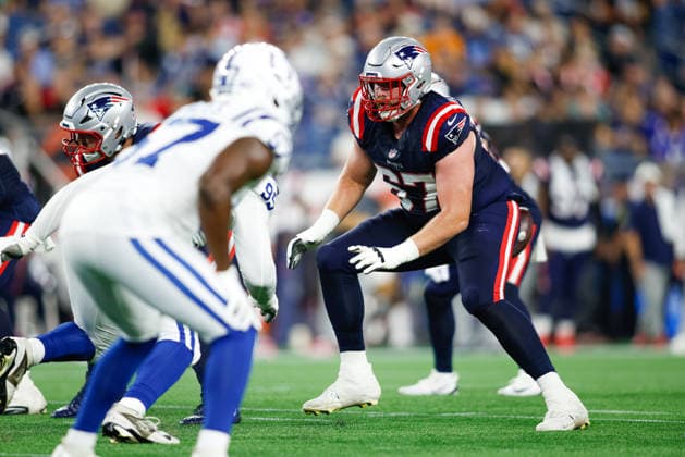 August 13, 2026; Foxborough, Massachusetts, USA; New England Patriots guard Andrew Rupcich (67) in an NFL, American Football Herren, USA preseason game against the Indianapolis Colts at Gillette Stadium. (c) CSM NFL 2026: Colts Vs Patriots AUG 13  - ZUMAc04_ 20260813_zma_c04_099 Copyright: xBurtxGranofskyx