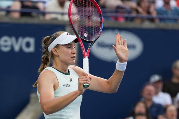 WTA, Tennis Damen Masters 1000 National Bank Open Toronto 2026 - Final Match - Day 13 Elena Rybakina of Kazakhstan reacts during the Women™s Singles final match against Iga Swiatek of Poland on day 13 of the WTA Masters 1000 National Bank Open at Sobeys Stadium on August 13, 2026 in Toronto, Canada. (Photo by Leonardo Ramirez Eyepix Group) Copyright: xLeonardoxRamirezx xEyepixxGroupx LR_13082026_10539