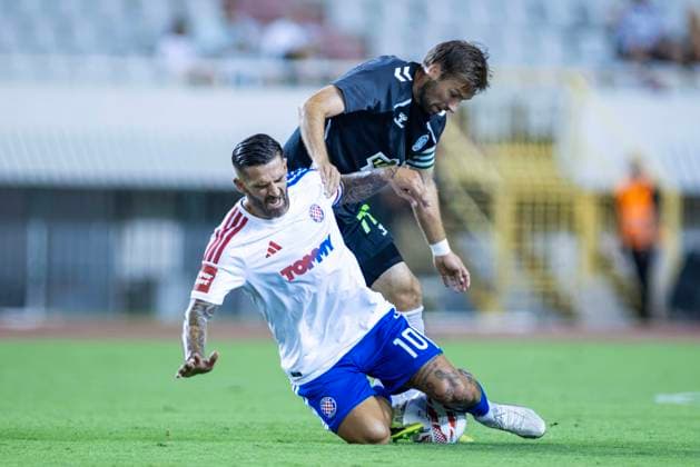 August 13, 2026, Split, Dalmatia, Croatia: Marko Livaja (HNK Hajduk Split) 10 in action with the ball during the second leg of the UEFA Europa Conference League third qualifying round match between HNK Hajduk Split (CRO) and FK Zalgiris (LTU) at Poljud Stadium. On photo Yuri Kendysh (FK Zalgiris) 77 and Marko Livaja (HNK Hajduk Split) 10. Split Croatia - ZUMAp210 20260813_zsp_p210_018 Copyright: xMajaxPrgometx