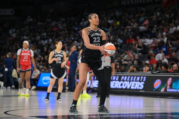 August 13, 2026, Las Vegas, Nevada, USA: AJA WILSON 22 in the free-throw line during WNBA, Basketball Damen, USA regular season at the Michelob Ultra Arena in Las Vegas. Las Vegas USA - ZUMAo117 20260813_zsp_o117_008 Copyright: xMikaelxOnax