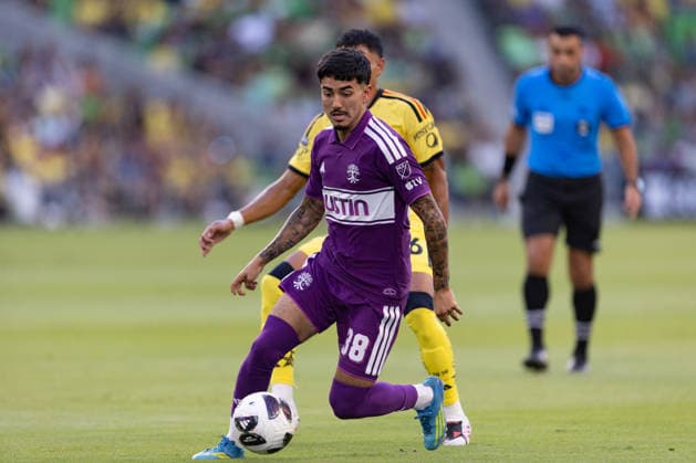 Ervin Torres of Austin controls a ball in a Leagues Cup match between America and Austin FC at the Q2 stadium in Austin, United States, 13 August 2026. Leagues Cup - America vs Austin FC !ACHTUNG: NUR REDAKTIONELLE NUTZUNG!  Copyright: xCarlosxRamírezx AMDEP804 0864048519st