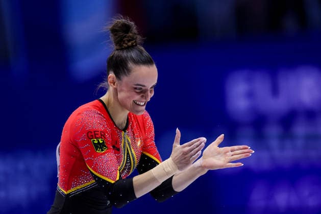 2026 Artistic Gymnastics European Championships - Day 1 Pauline Schafer-Betz of Germany competes on the balance beam during day one of the 2026 Artistic Gymnastics European Championships at Arena Zagreb on August 13, 2026 in Zagreb, Crotia.  IgorxKralj PIXSELL