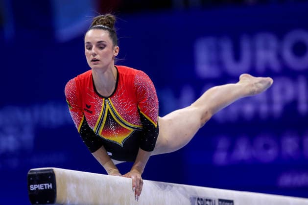 2026 Artistic Gymnastics European Championships - Day 1 Pauline Schafer-Betz of Germany competes on the balance beam during day one of the 2026 Artistic Gymnastics European Championships at Arena Zagreb on August 13, 2026 in Zagreb, Crotia.  IgorxKralj PIXSELL