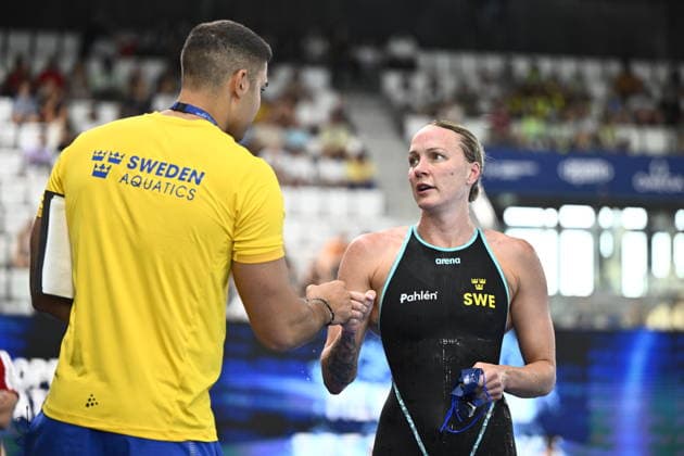 PARIS, FRANCE 20260814 Sarah Sjöström advanced after the trials in the 50 meter freestyle, during the European Swimming Championships at the Olympic Aquatic Centre in Paris. ***The image is included in the SPORTS PACKAGE. For others PAYMENT IMAGE*** PARIS FRANCE x10430x *** PARIS, FRANCE 20260814 Sarah Sjöström advanced after the heats in the 50-meter freestyle at the European Swimming Championships at the Olympic Aquatic Center in Paris ***This image is included in the SPORTS PACKAGE. For other images, please contact us for pricing.*** PARIS, FRANCE x10430x  Copyright: xChristinexOlsson TTx SIM-EM 2026 PARIS