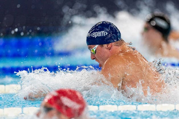 SWIMMING - EAC 2026 PARIS,FRANCE,14.AUG.26 - SWIMMING - European Aquatics Championships Paris 2026, 50m breaststroke, men. Image shows Jan Niedermayer (AUT).  GEPAxpictures xPhilippxBrem