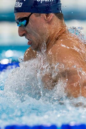 SWIMMING - EAC 2026 PARIS,FRANCE,14.AUG.26 - SWIMMING - European Aquatics Championships Paris 2026, 50m breaststroke, men. Image shows Valentin Bayer (AUT).  GEPAxpictures xPhilippxBrem