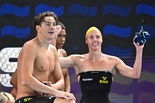 PARIS, FRANCE 20260814 Sweden s 4 * 100 meter freestyle team advanced after the trials, during the European Swimming Championships at the Olympic Aquatic Centre in Paris. ***The image is included in the SPORTS PACKAGE. For others PAYMENT IMAGE*** PARIS FRANCE x10430x *** PARIS, FRANCE 20260814 Sweden s 4 × 100-meter freestyle team advanced after the trials during the European Swimming Championships at the Olympic Aquatic Center in Paris ***The image is included in the SPORTS PACKAGE. For other images, please pay for them*** PARIS, FRANCE x10430x  Copyright: xChristinexOlsson TTx SIM EURO 2026 PARIS
