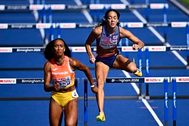 European Athletics Championships Birmingham 2026 - day 5 BIRMINGHAM, ENGLAND - AUGUST 14 : Johnson-Thompson Katarina (GBR) in action during the 100M Hurdles Heptathlon Women Heat 1 on day 5 of the Birmingham 2026 European Athletics Championships on August 14, 2026 in Birmingham, England, 14 08 2026 Birmingham ENGLAND  Copyright: xTomasxSiskx