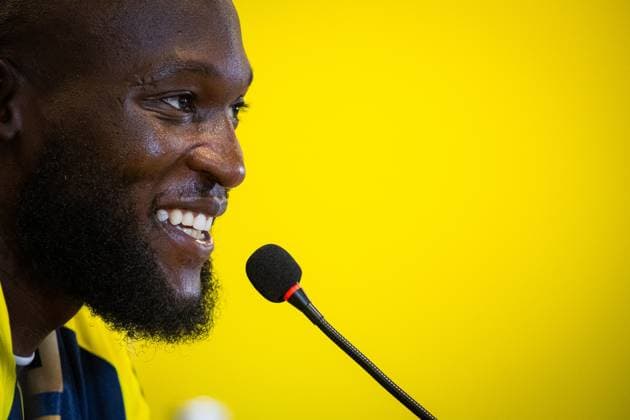 Belgian Romelu Lukaku pictured at a press moment for the signing of his new contract with the Turkish Süper Lig team Fenerbahce SK in Istanbul, Turkey on Friday 14 August 2026. Lukaku signed a deal for one year, with the option to extend the contract. The Turkish team payed 6 million euro for the attacker, who made a transfer from the Italian SSC Napoli. BURAK BASTURK BurakxBasturk  x0864076003stx