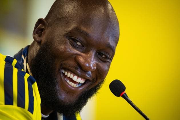 Belgian Romelu Lukaku pictured at a press moment for the signing of his new contract with the Turkish Süper Lig team Fenerbahce SK in Istanbul, Turkey on Friday 14 August 2026. Lukaku signed a deal for one year, with the option to extend the contract. The Turkish team payed 6 million euro for the attacker, who made a transfer from the Italian SSC Napoli. BURAK BASTURK BurakxBasturk  x0864076007stx