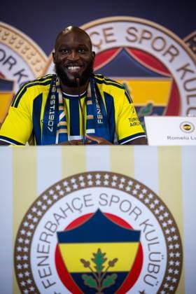 Belgian Romelu Lukaku pictured at a press moment for the signing of his new contract with the Turkish Süper Lig team Fenerbahce SK in Istanbul, Turkey on Friday 14 August 2026. Lukaku signed a deal for one year, with the option to extend the contract. The Turkish team payed 6 million euro for the attacker, who made a transfer from the Italian SSC Napoli. BURAK BASTURK BurakxBasturk  x0864076086stx
