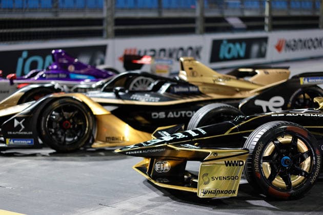 2026 FORMULA E LONDON ePRIX DS Penske Formula E Team, Spark-DS, DS E-Tense FE25, group of GEN 1, 2 and 3, farewell to Formula E championship portrait during the London ePrix, 16th and 17th round of the 2025-26 ABB FIA Formula E World Championship, WM, Weltmeisterschaft on the ExCel London Circuit from August 14 to 16, 2026 in London, United Kingdom - LondonUnited Kingdom  Copyright: xPauloxMariax