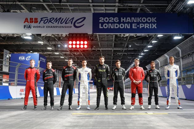 2026 FORMULA E LONDON ePRIX Championship contenders, Formula E Drivers, class of 2025-26, CASSIDY Nick (nzl), CitroÃ«n Racing Formula E Team, CitroÃ«n, portrait, DE VRIES Nyck (nld), Mahindra Racing, Mahindra M12Electro, portrait, MORTARA Edoardo (swi), Mahindra Racing, Mahindra M12Electro, portrait, WEHRLEIN Pascal (ger), Porsche Formula E Team, Porsche 99X Electric, portrait, DENNIS Jake (gbr), Andretti Formula E, Porsche 99X Electric, portrait, EVANS Mitch (nzl), Jaguar TCS Racing, Jaguar I-Type 7, portrait, ROWLAND Oliver (gbr), Nissan Formula E Team, Nissan e-4ORCE 05, portrait, DA COSTA Antonio Felix (prt), Jaguar TCS Racing, Jaguar I-Type 7, portrait, MULLER Nico (swi), Porsche Formula E Team, Porsche 99X Electric, portrait during the London ePrix, 16th and 17th round of the 2025-26 ABB FIA Formula E World Championship, WM, Weltmeisterschaft on the ExCel London Circuit from August 14 to 16, 2026 in London, United Kingdom - LondonUnited Kingdom  Copyright: xPauloxMariax