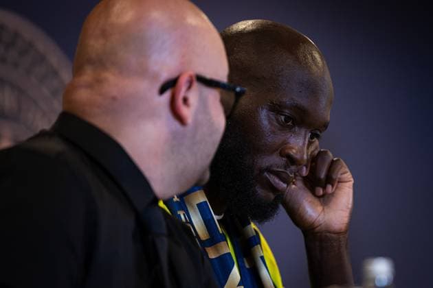Belgian Romelu Lukaku pictured at a press moment for the signing of his new contract with the Turkish Süper Lig team Fenerbahce SK in Istanbul, Turkey on Friday 14 August 2026. Lukaku signed a deal for one year, with the option to extend the contract. The Turkish team payed 6 million euro for the attacker, who made a transfer from the Italian SSC Napoli. BURAK BASTURK BurakxBasturk  x0864077358stx