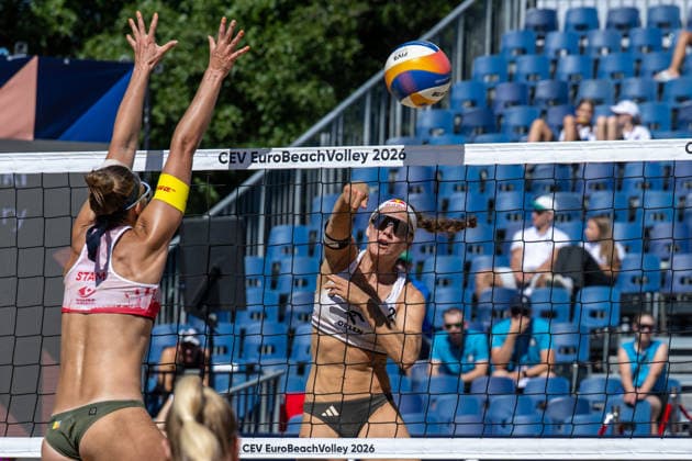 STARE JABLONKI, POLEN - AUGUST 14: Cinja Tillmann (Player 2, GER) during the European Championships Beach volleyball, Beachvolleyball at Stare Jablonki on August 14, 2026 in Stare Jablonki, Polen. Polen Copyright: xPeterxWeberx