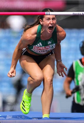 Sport Bilder des Tages 2026 European Athletics Championships, Alexander Stadium, Birmingham, England 14 8 2026 Women s Heptathlon - High Jump Ireland™s Kate O™Connor celebrates equalling her lifetime best with a 1.86m clearance Kate O™Connor celebrates equalling her lifetime best with a 1.86m clearance 14 8 2026  Copyright: xx 0S9A3711