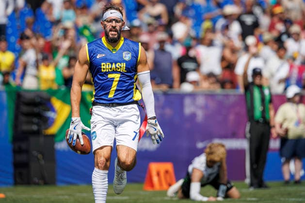 Germany (GER) vs. Brazil (BRA), Day 2 Men at IFAF Flag Football Championships Düsseldorf 2026, 14.08.2026 Duesseldorf, Germany - Aug. 14, 2026: +bra7m,+ during the match between Germany (GER) vs. Brazil (BRA) on the second day of the Men IFAF Flag Football World Championships at the Bezirkssportanlage Duesseldorf Garath *** Germany GER vs. Brazil BRA, Day 2 Men s Division at the IFAF Flag Football Championships in Düsseldorf 2026, August 14, 2026, Düsseldorf, Germany; Aug 14, 2026, bra7m, during the match between Germany (GER) and Brazil (BRA) on the second day of the Men’s IFAF Flag Football World Championships at the Bezirkssportanlage Düsseldorf Garath Copyright: xBEAUTIFULxSPORTS B.Hoffmannx
