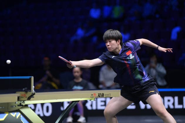 (260814) -- MALMO, Aug. 14, 2026 -- Wang Yidi competes during the women s singles round of 16 match between Wang Yidi of China and Odo Satsuki of Japan at the WTT Europe Smash Sweden 2026 in Malmo, Sweden, Aug. 14, 2026. ) (SP)SWEDEN-MALMO Table tennis, Tischtennis WTT EUROPE SMASH 2026-WOMEN S SINGLES WengxXinyang 