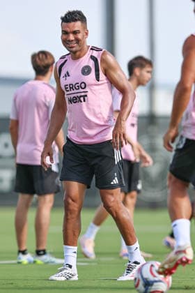 FORT LAUDERDALE, FL - AUGUST 14: Casemiro (5) of Inter Miami CF is seen at an Inter Miami Training Session at Florida Blue Training Center on August 14, 2026 in Fort Lauderdale, Florida. (Photo by Chris Arjoon Icon Sportswire) SOCCER: AUG 14 Inter Miami CF Training EDITORIAL USE ONLY Icon26081400000023