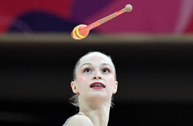 14.08.2026, xhbx, Rhythmische Sportgymnastik Weltmeisterschaft 2026, v.l. Meital Maayan (Israel) Keulen (DFL DFB REGULATIONS PROHIBIT ANY USE OF PHOTOGRAPHS as IMAGE SEQUENCES and or QUASI-VIDEO) Frankfurt am Main *** August 14, 2026, xhbx, 2026 Rhythmic Gymnastics World Championships, from left: Meital, Maayan, Israel, Keulen; DFL, DFB REGULATIONS PROHIBIT ANY USE OF PHOTOGRAPHS as IMAGE SEQUENCES and or QUASI-VIDEO Frankfurt am Main