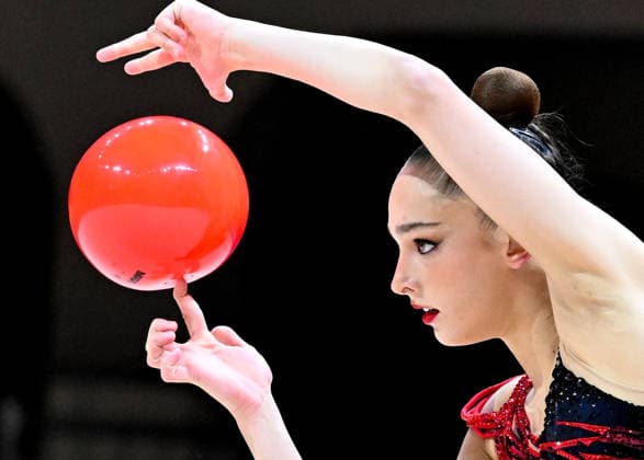 14.08.2026, xhbx, Rhythmische Sportgymnastik Weltmeisterschaft 2026, v.l. Daniela Munits (Israel) Ball (DFL DFB REGULATIONS PROHIBIT ANY USE OF PHOTOGRAPHS as IMAGE SEQUENCES and or QUASI-VIDEO) Frankfurt am Main *** August 14, 2026, xhbx, 2026 Rhythmic Gymnastics World Championships, from left: Daniela Munits, Israel, Ball, DFL, DFB. REGULATIONS PROHIBIT ANY USE OF PHOTOGRAPHS AS IMAGE SEQUENCES AND OR QUASI-VIDEO. Frankfurt am Main