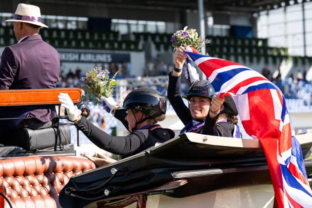 260814 Charlotte Fry of Great Britain celebrates after winning the Dressage Grand Prix Special during day 4 of the 2026 FEI World Championships on August 14, 2026 in Aachen. Photo: Emma Wallskog BILDBYRAN kod EW EW0682 ridsport equestrian rid-vm 2026 2026 fei world championships bbeng ridsport-vm dressage dressyr jubel *** August 14, 2026: Charlotte Fry of Great Britain celebrates after winning the Dressage Grand Prix Special on Day 4 of the 2026 FEI World Championships, 2026 in Aachen. Photo by Emma Wallskog. BILDBYRAN code EW EW0682 equestrian sports riding 2026 World Championships 2026 FEI World Championships BBENG equestrian sports World Championships dressage celebration  Copyright: EMMAxWALLSKOG BB260814EW122
