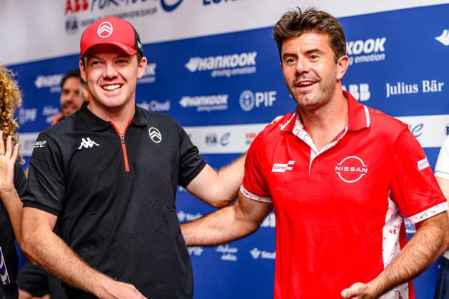 Nick Cassidy (Citroen Racing, 37) und Norman Nato (Nissan Formula E Team, 23) im Interview im Media Pen, ABB FIA Formula E World Championship, WM, Weltmeisterschaft London e-Prix 2026, Vereinigtes Koenigreich, Saison 12 2025 26, Runde 16, 14.07.2026, ABB FIA Formula E World Championship, London e-Prix 2026, Vereinigtes Koenigreich, Saison 12 2025 26, Runde 16, 14.07.2026 London *** Nick Cassidy of Citroën Racing, 37, and Norman Nato of the Nissan Formula E Team, 23, in an interview in the Media Pen, ABB FIA Formula E World Championship, 2026 London ePrix, United Kingdom, Season 12 (2025–26), Round 16, July 14, 2026, ABB FIA Formula E World Championship, 2026 London ePrix, United Kingdom, Season 12 (2025–26), Round 16, July 14, 2026, London Copyright: xEibner-Pressefoto LauraxRoemerx EP_LRR
