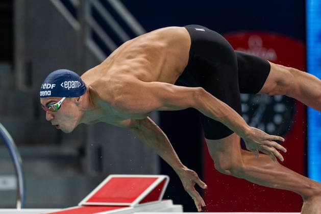 SWIMMING - EAC 2026 PARIS,FRANCE,14.AUG.26 - SWIMMING - European Aquatics Championships Paris 2026, 50m breaststroke, men. Image shows Luka Mladenovic (AUT).  GEPAxpictures xPhilippxBrem