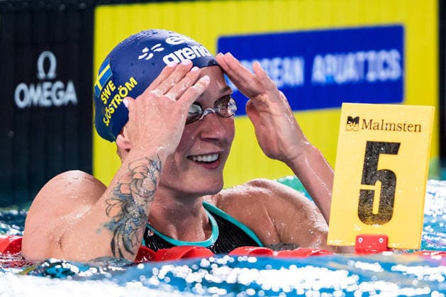 260814 Sarah Sjöström of Sweden reacts after competing in a women™s 50 meters freestyle swimming final during day 15 of the 2026 European Aquatics Championships on August 14, 2026 in Saint-Denis. Photo: Joel Marklund BILDBYRAN kod JM JM0843 bbeng simning swimming svomming 2026 european aquatics championships em dam Sverige Sweden *** August 14, 2026: Sarah Sjöström of Sweden reacts after competing in the women’s 50-meter freestyle swimming final on day 15 of the 2026 European Aquatics Championships on August 14, 2026 in Saint-Denis. Photo by Joel Marklund, BILDBYRAN. Code: JM JM0843 bbeng swimming 2026 European Aquatics Championships EMA women Sweden  Copyright: JOELxMARKLUND BB260814JM183