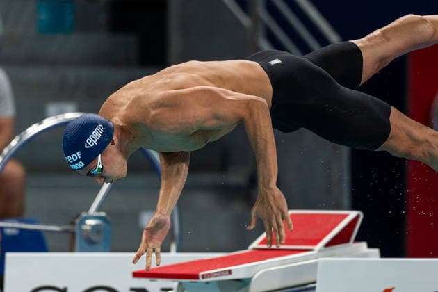 SWIMMING - EAC 2026 PARIS,FRANCE,14.AUG.26 - SWIMMING - European Aquatics Championships Paris 2026, 50m breaststroke, men. Image shows Luka Mladenovic (AUT).  GEPAxpictures xPhilippxBrem