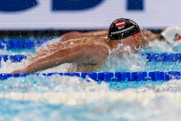 SWIMMING - EAC 2026 PARIS,FRANCE,14.AUG.26 - SWIMMING - European Aquatics Championships Paris 2026, 200m butterfly, men. Image shows Martin Espernberger (AUT).  GEPAxpictures xPhilippxBrem