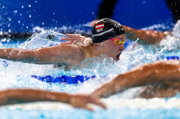 SWIMMING - EAC 2026 PARIS,FRANCE,14.AUG.26 - SWIMMING - European Aquatics Championships Paris 2026, 200m butterfly, men. Image shows Martin Espernberger (AUT).  GEPAxpictures xPhilippxBrem