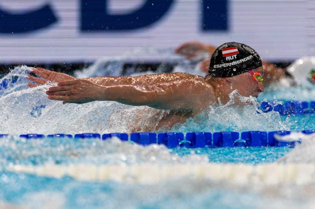 SWIMMING - EAC 2026 PARIS,FRANCE,14.AUG.26 - SWIMMING - European Aquatics Championships Paris 2026, 200m butterfly, men. Image shows Martin Espernberger (AUT).  GEPAxpictures xPhilippxBrem