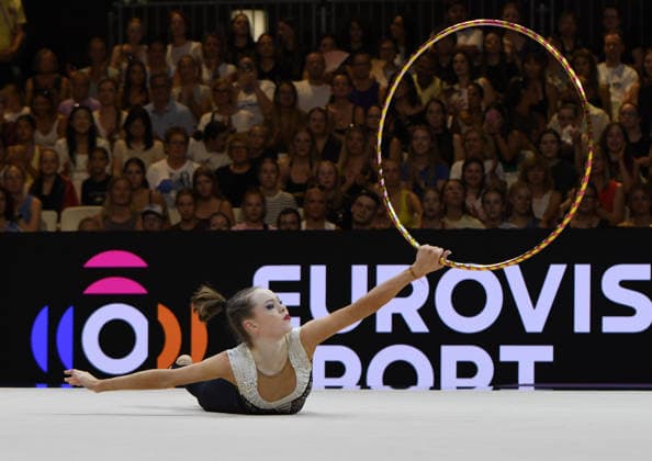 August 14, 2026, Frankfurt, Hesse, Germany: Cypriot gymnast VERA TUGOLUKOVA competes in the 42nd Rhythmic gymnastics, Rhythmische Sportgymnastik, RSG World Championships all-around finals in the Festhalle in Frankfurt, Hesse, Germany on Friday, August 14, 2026. 2026 Rhythmic Gymnastics World Championships All-Around Finals  - ZUMAd168 20260814_zsp_d168_009 Copyright: xKaixDambachx