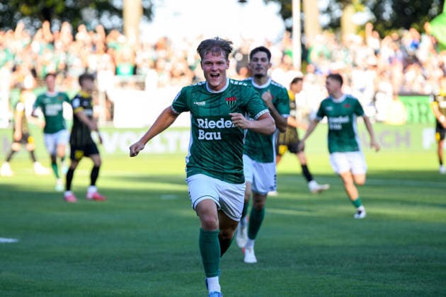 1. FC 1905 Schweinfurt vs. SpVgg Bayreuth, Sachs-Stadion Football, Regionalliga Bayern 1. FC 1905 Schweinfurt vs. SpVgg Bayreuth 14 Aug 2026 Sachs-Stadion , Schweinfurt, Germany Image: Gil Ebner (FC05) celebrates after shooting the 1:0 in the 5th minute. DFL REGULATIONS PROHIBIT ANY USE OF PHOTOGRAPHS AS IMAGE SEQUENCES AND OR QUASI-VIDEO Copyright: xPresseFotoxEvansx
